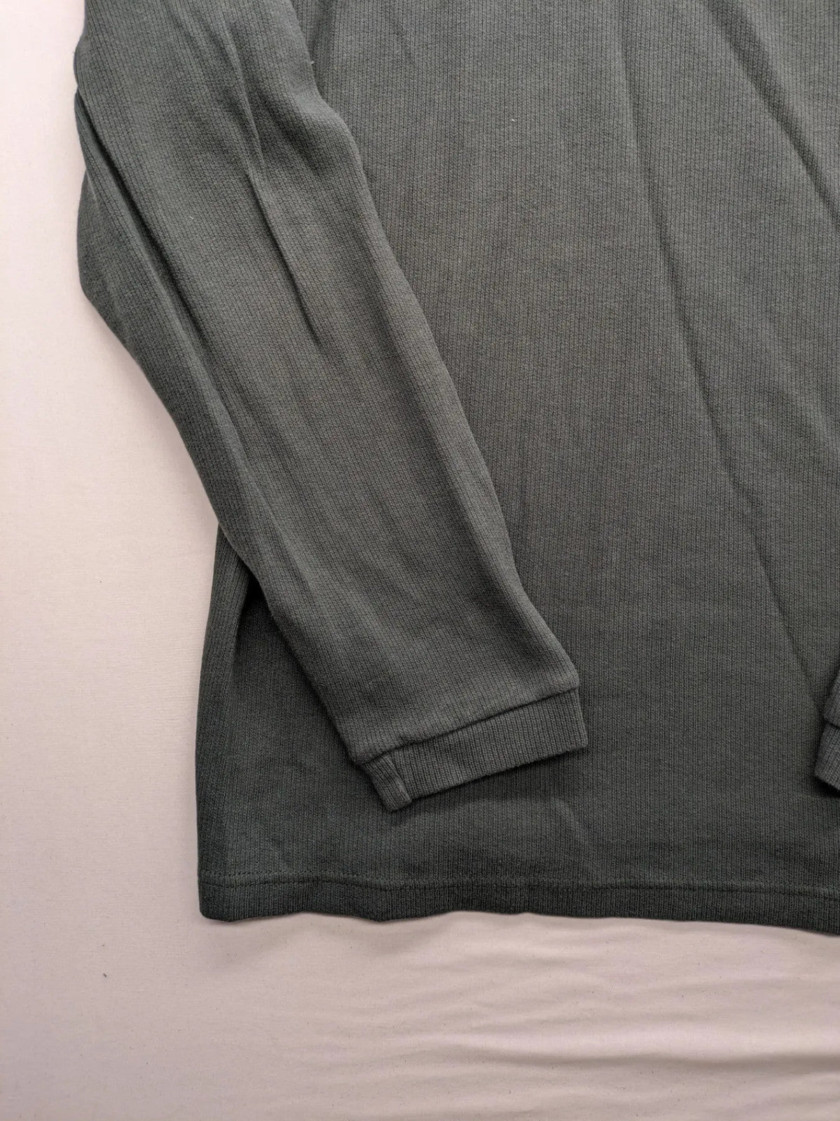 Hollister turtle neck jumper beige and grey, ribbed cotton, horizontal stripe detail.