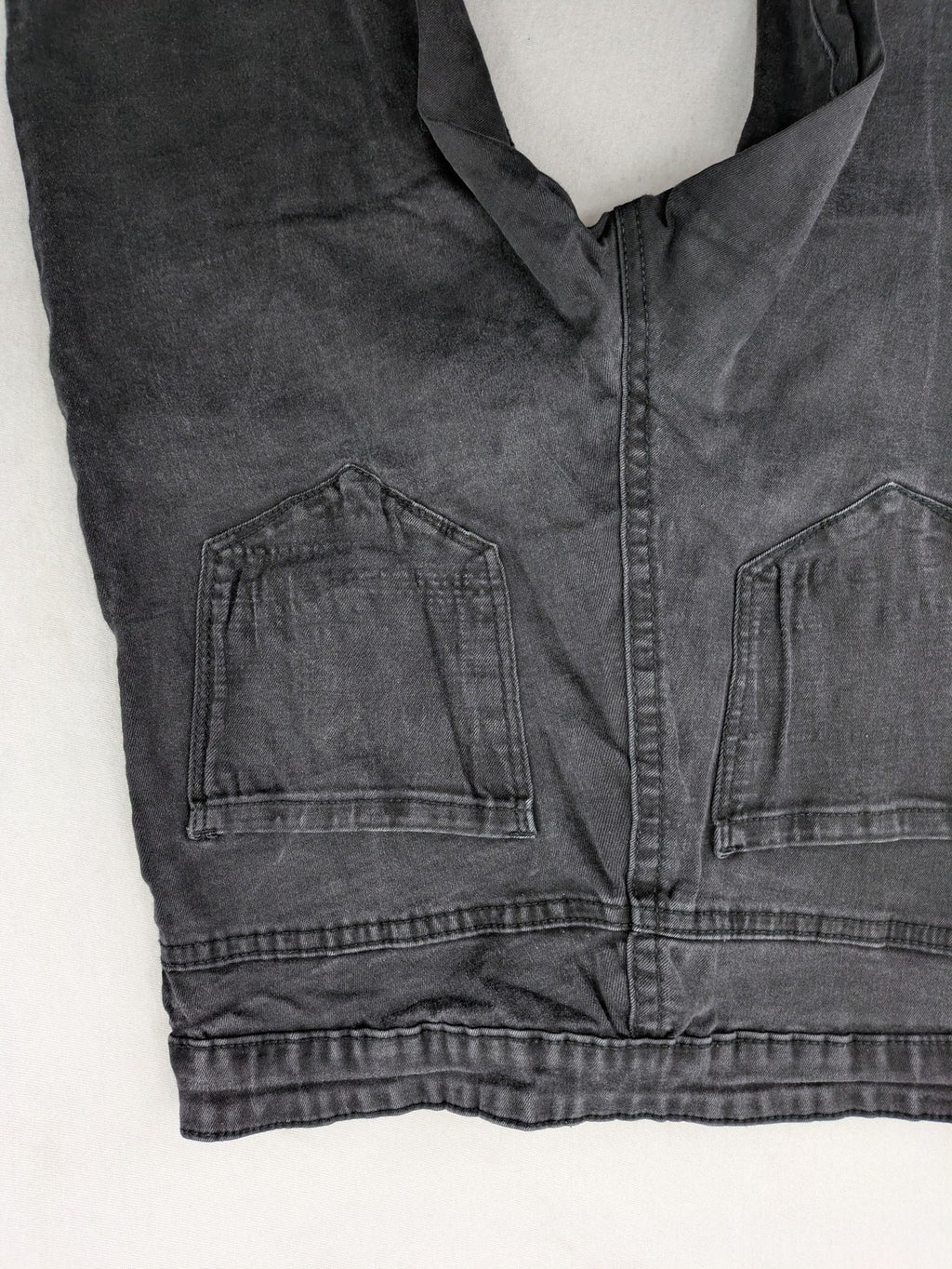 Denim & Co. black skinny jeans high waist stretch denim with washed finish.