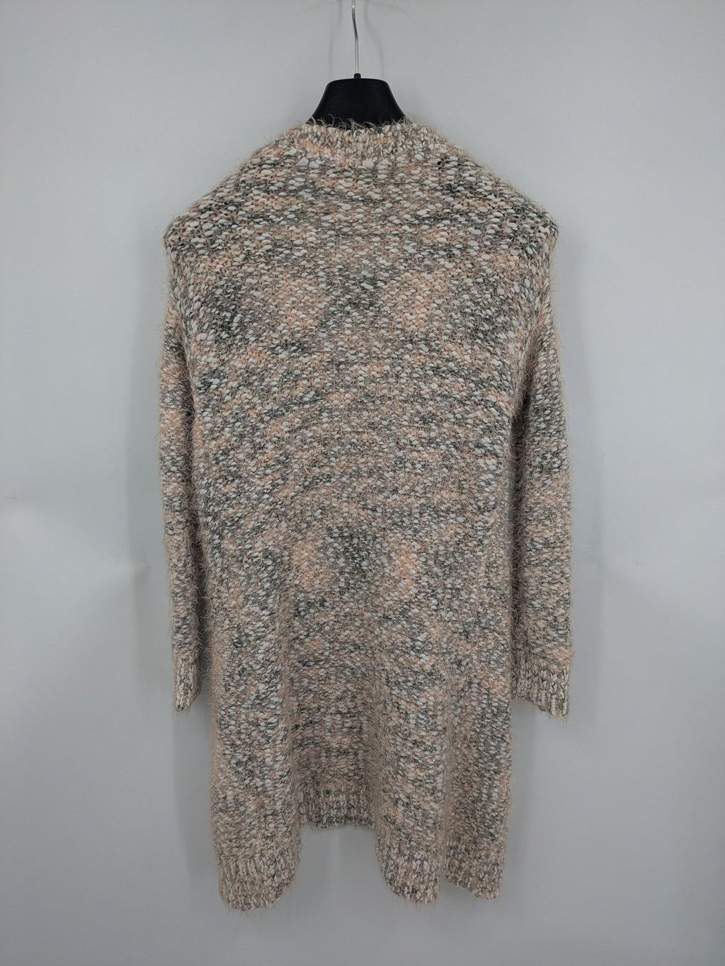 9th Avenue pink cardigan open front soft knit with multicolored pattern