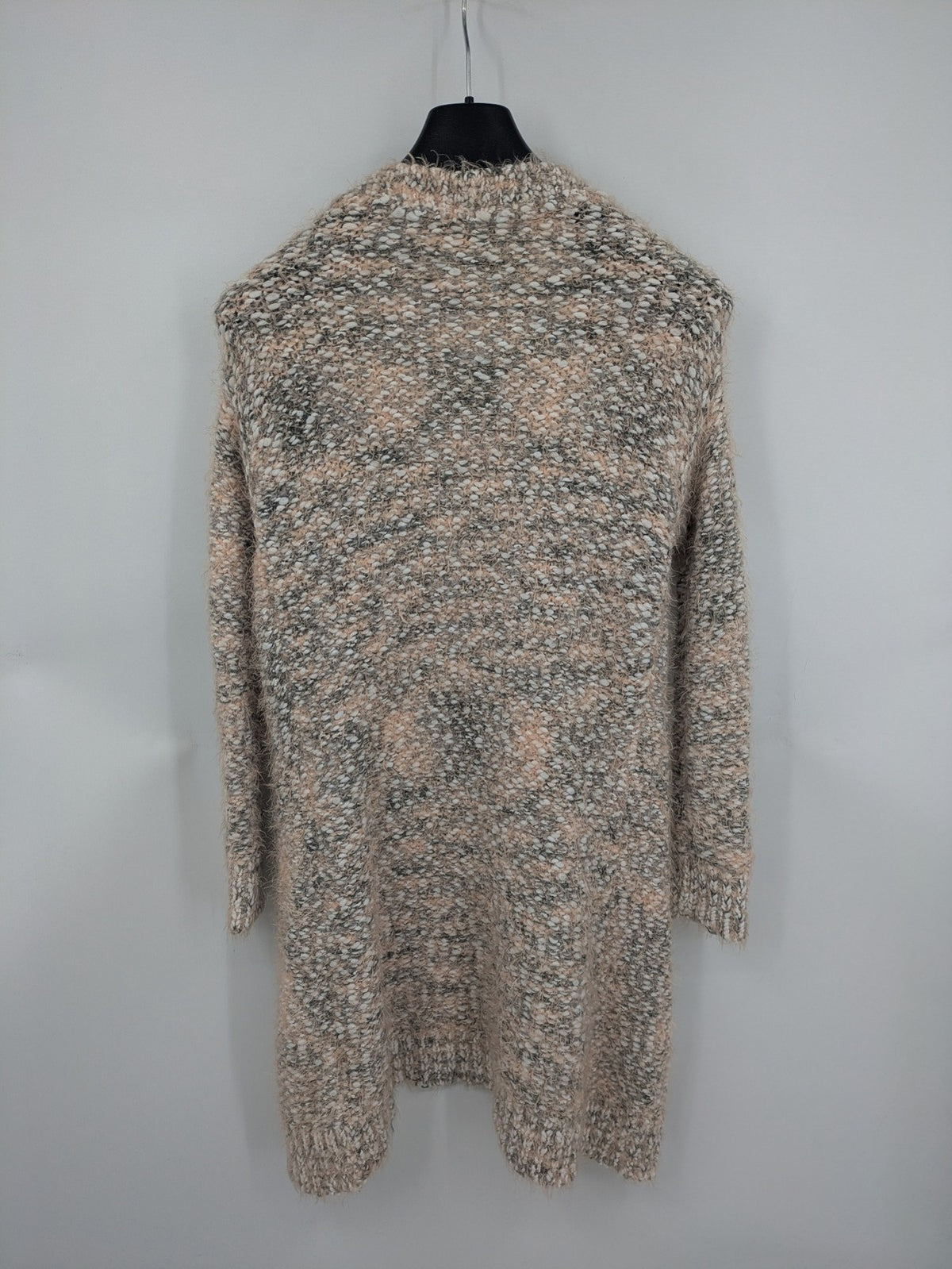 9th Avenue pink cardigan open front soft knit with multicolored pattern