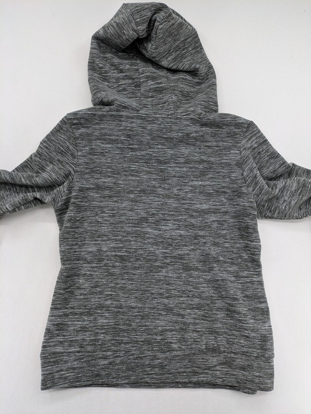 Crane grey fleece turtle neck jumper with adjustable drawstring hood and melange fabric.