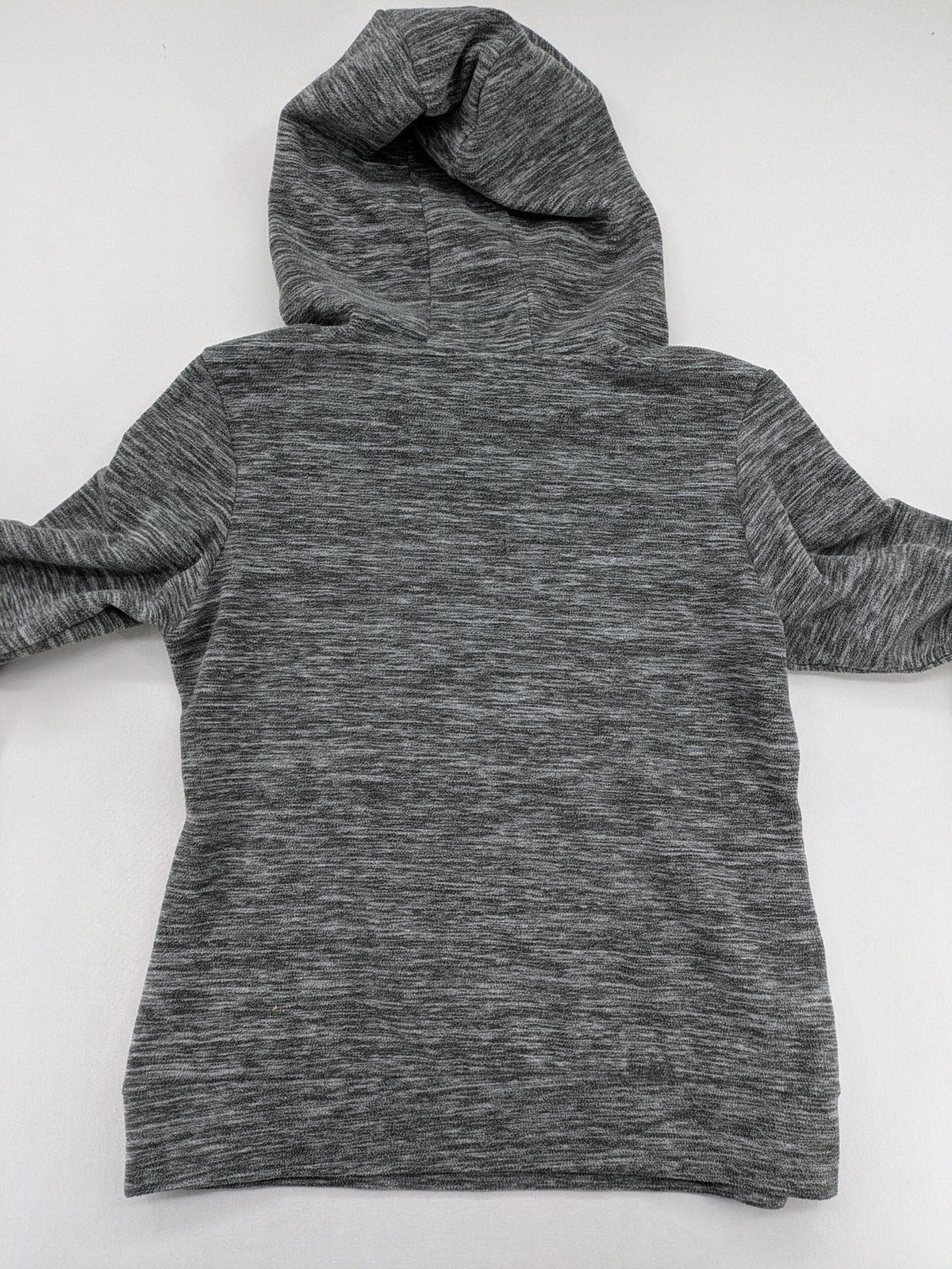 Crane grey fleece turtle neck jumper with adjustable drawstring hood and melange fabric.