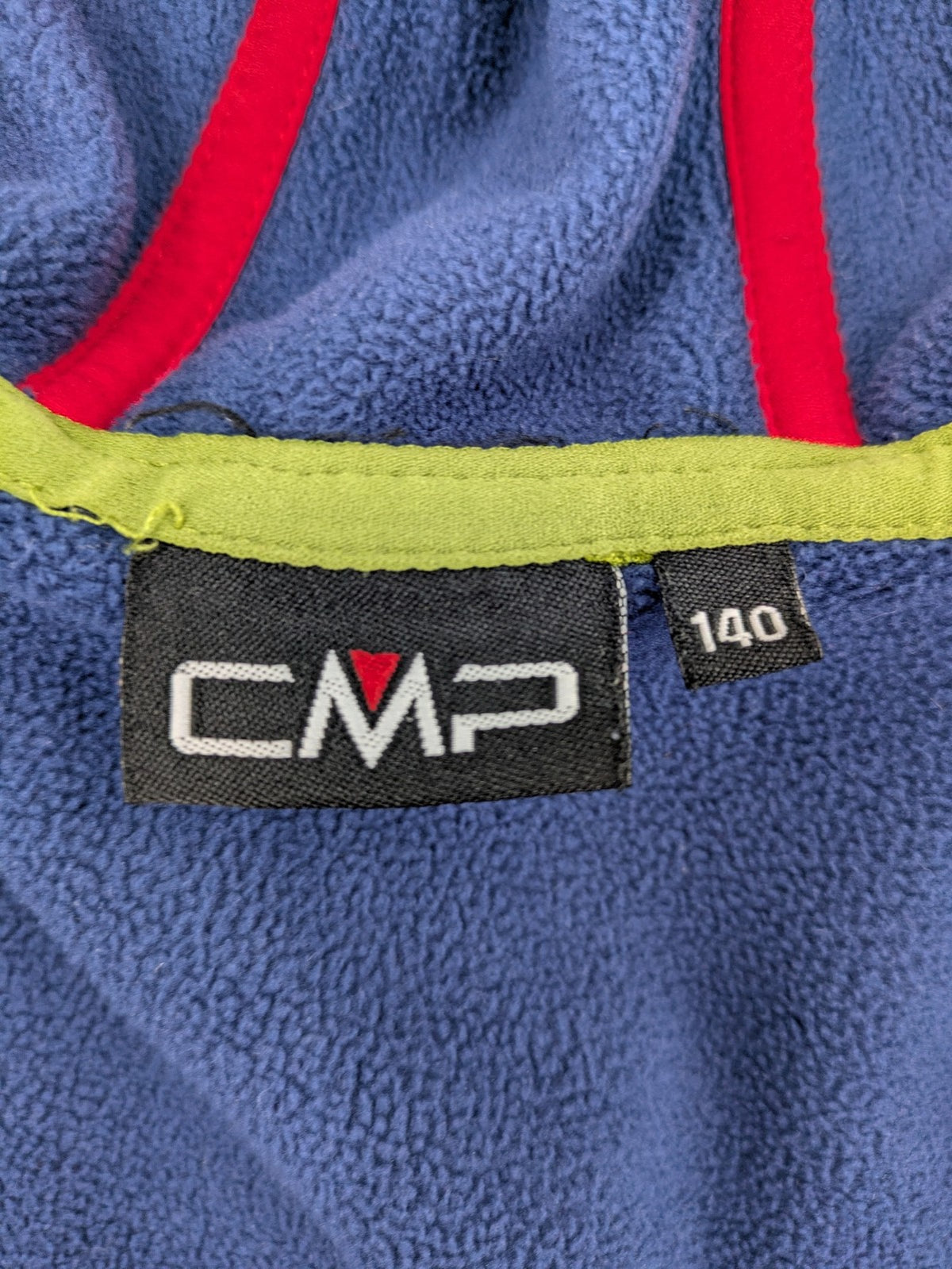 CMP outdoor coat blue and green with fleece lining, zip closure, and hood.