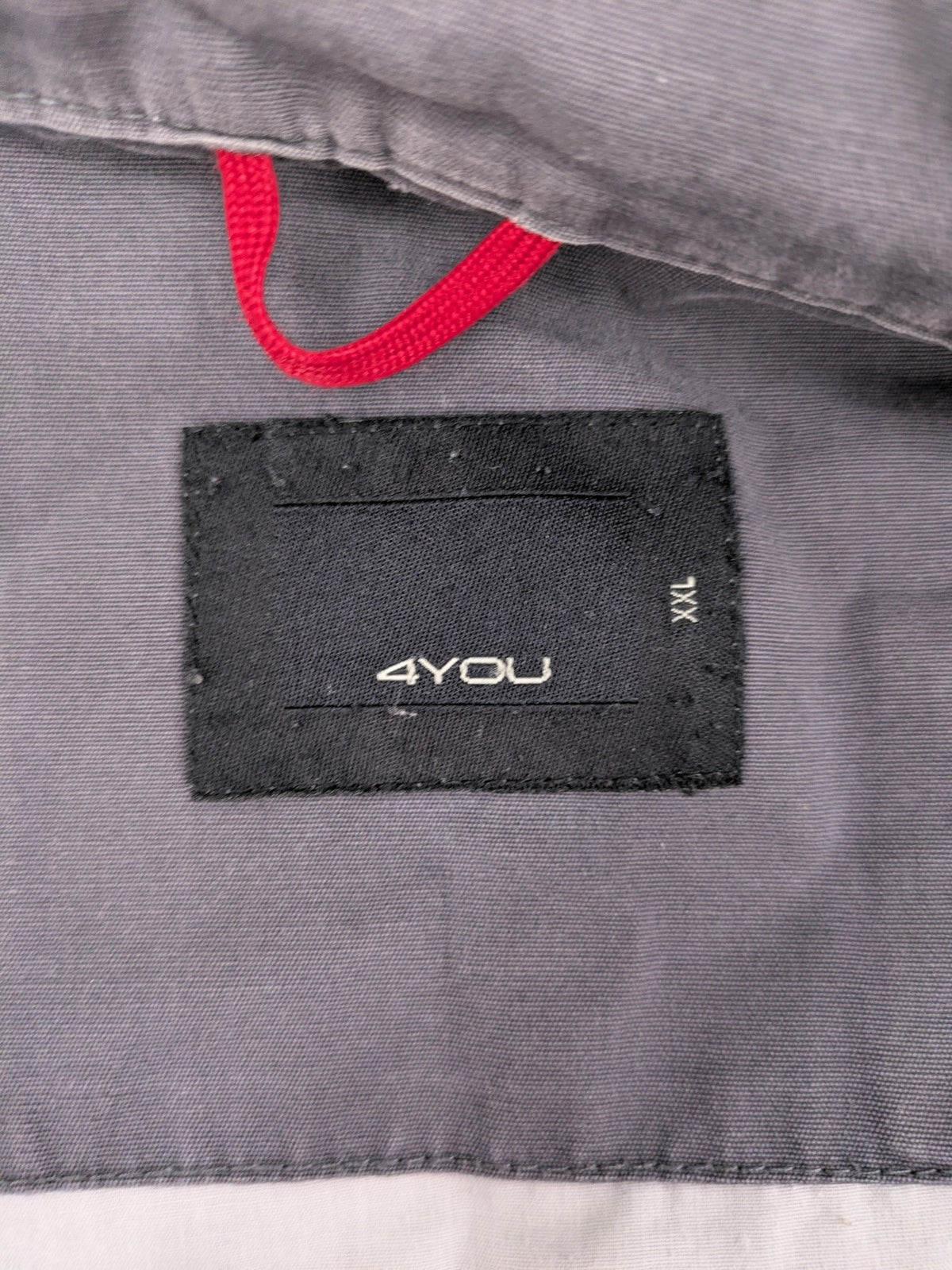 4YOU grey jacket size XXL cotton with stand-up collar and zipper closure.