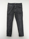 Captiva Jeans black straight jeans, classic five-pocket style, button fly, washed denim.