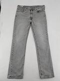 Levi's grey slim fit jeans with distressed knee details and classic logo patch.
