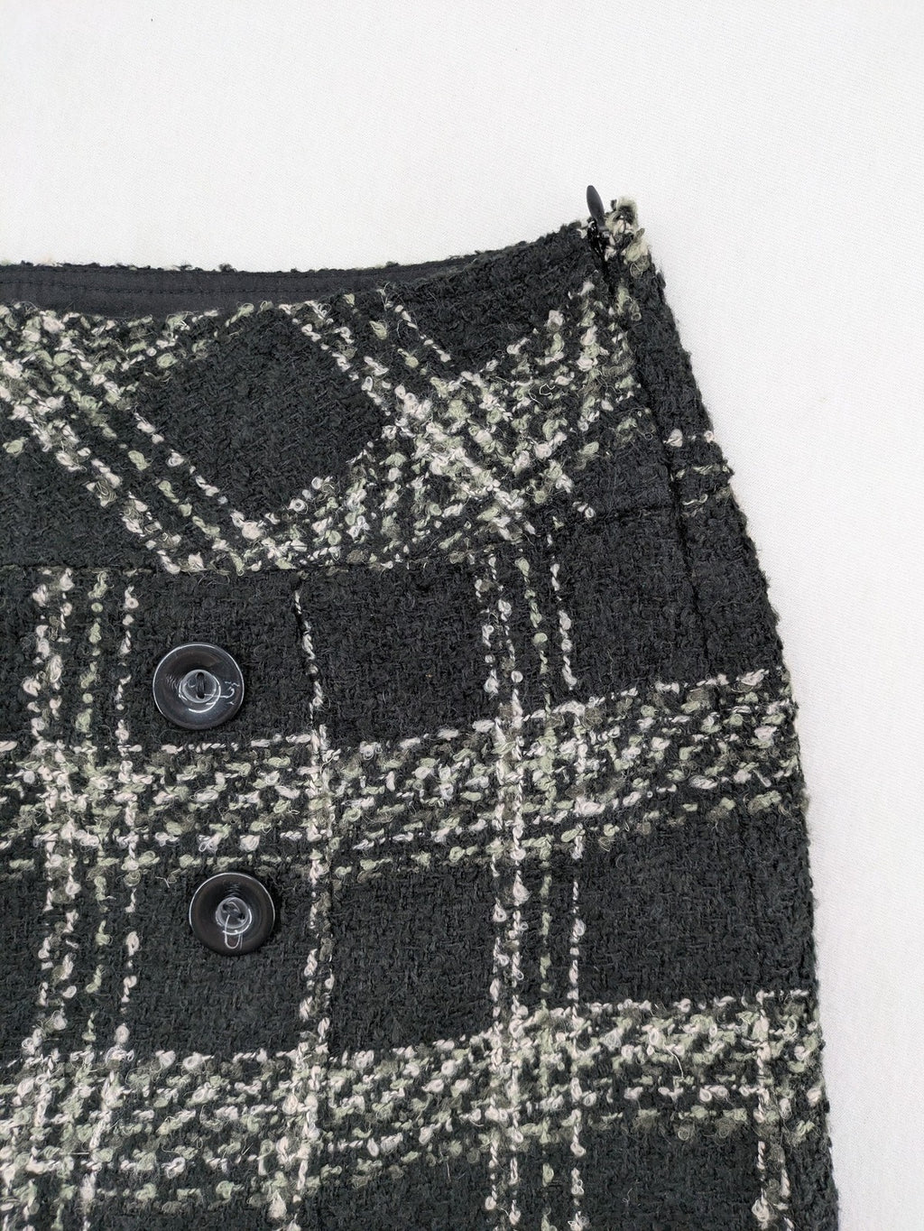 Yessica black mini skirt tweed check pattern A-line cut wool blend material