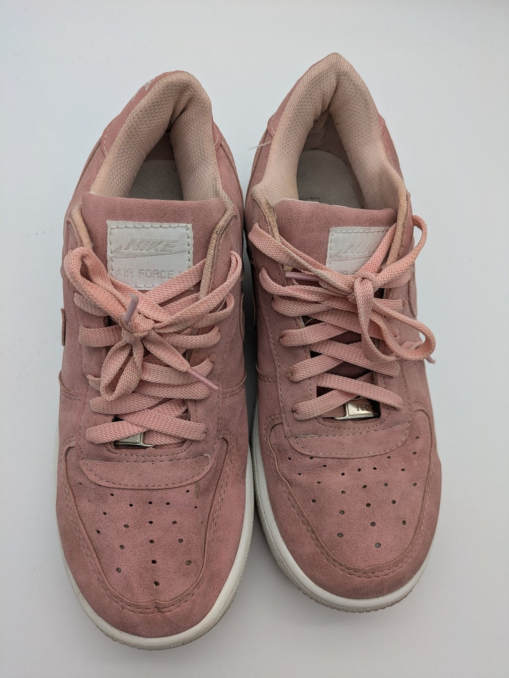 Nike Air Force 1 Low Top pink suede with perforated toe box and white sole