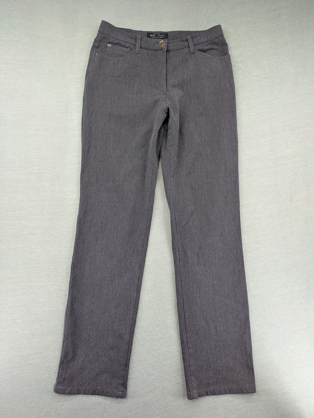BRAX pants pink 5-pocket design with stretch material and logo detail.