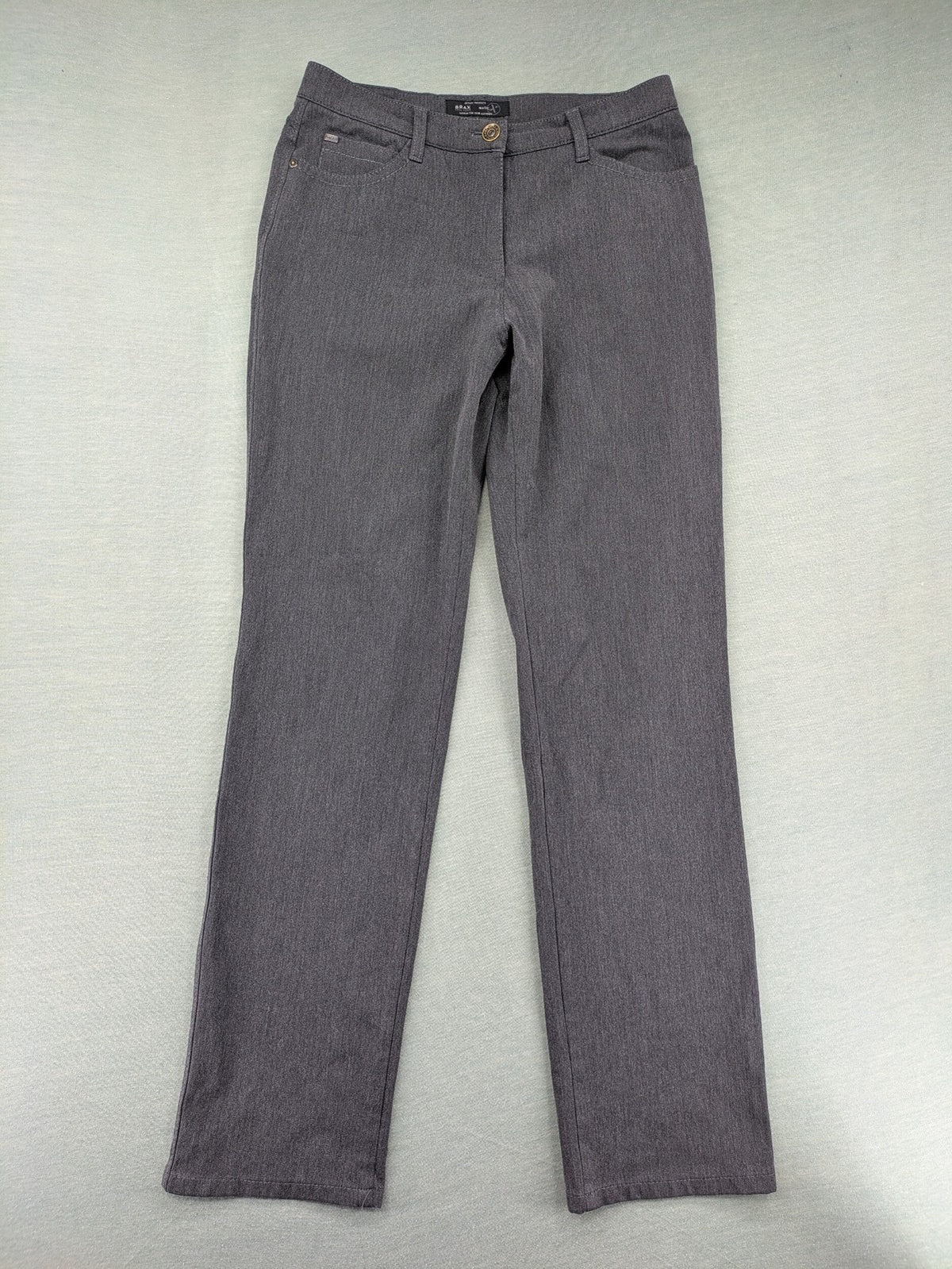 BRAX pants pink 5-pocket design with stretch material and logo detail.