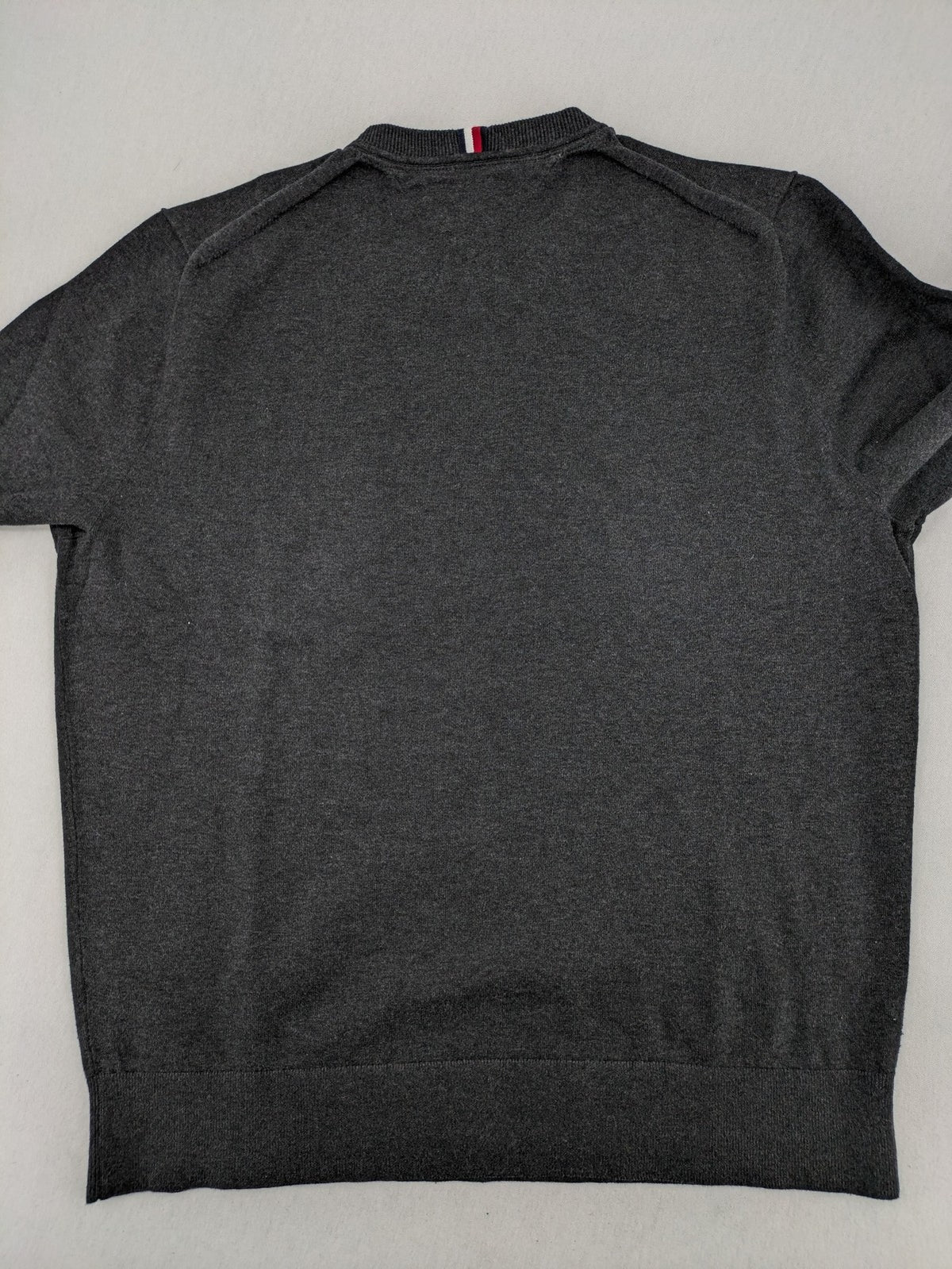 Tommy Hilfiger grey turtle neck jumper with embroidered flag logo on chest.
