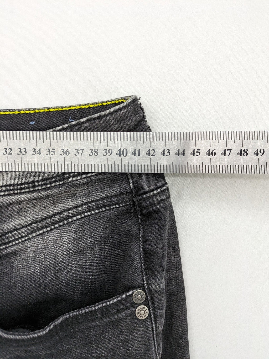 Street One black straight jeans faded wash 5-pocket style with stretch denim.