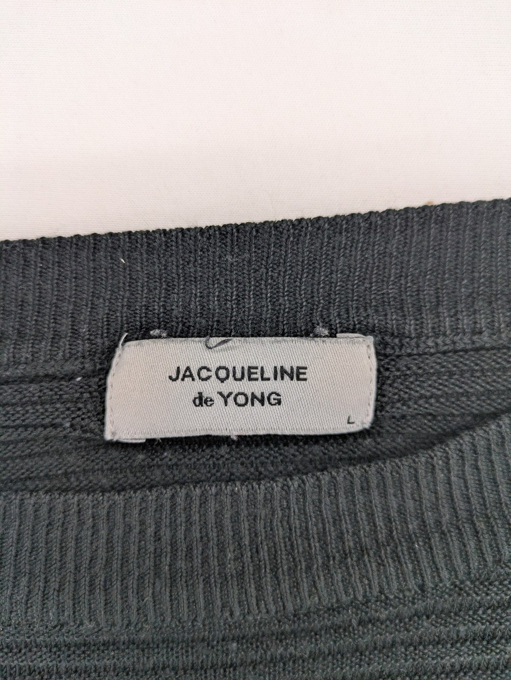Jacqueline De Yong grey turtle neck jumper horizontal ribbed texture raglan sleeves