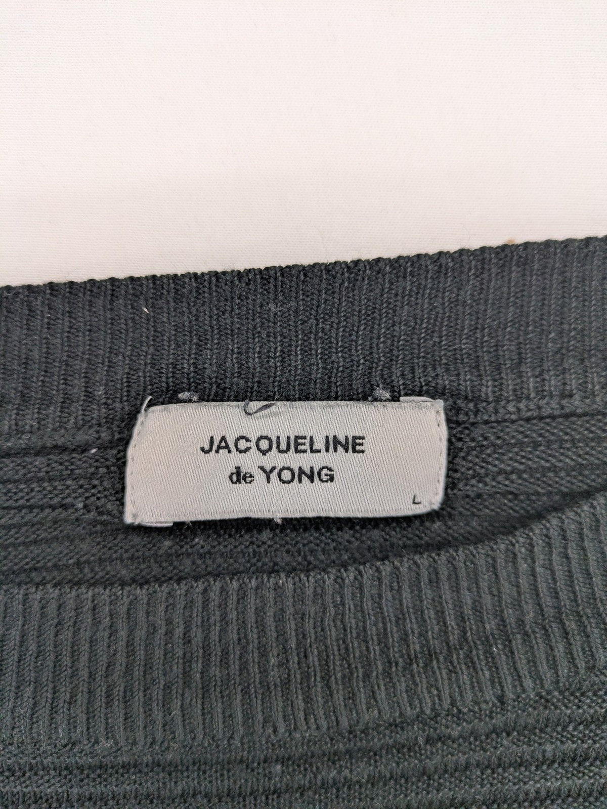 Jacqueline De Yong grey turtle neck jumper horizontal ribbed texture raglan sleeves