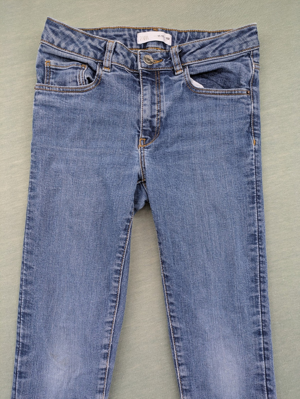 Zara Kids blue skinny jeans medium wash five-pocket design soft stretch denim