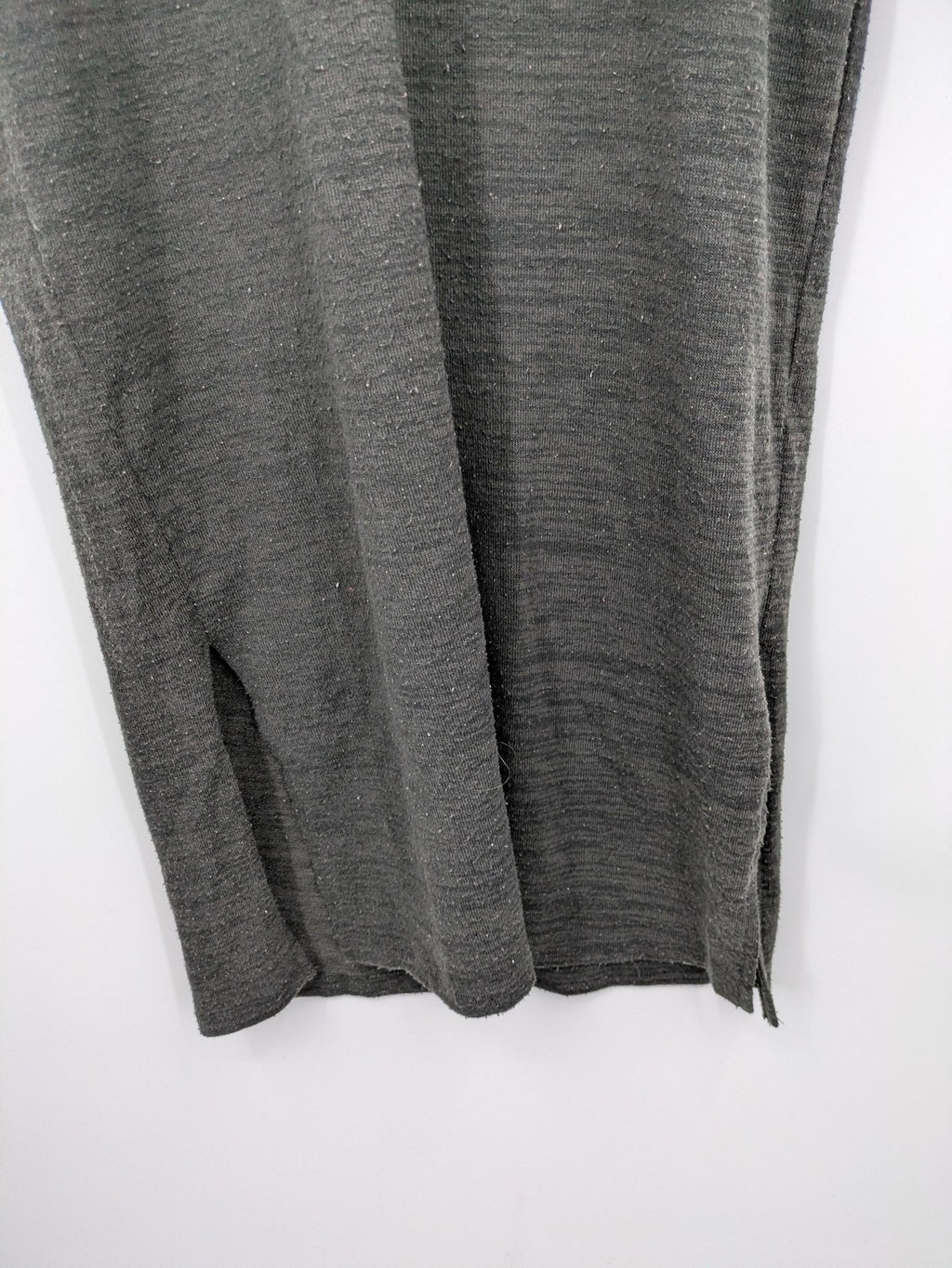 Vero Moda grey midi dress with long sleeves, standing collar, and side slits.