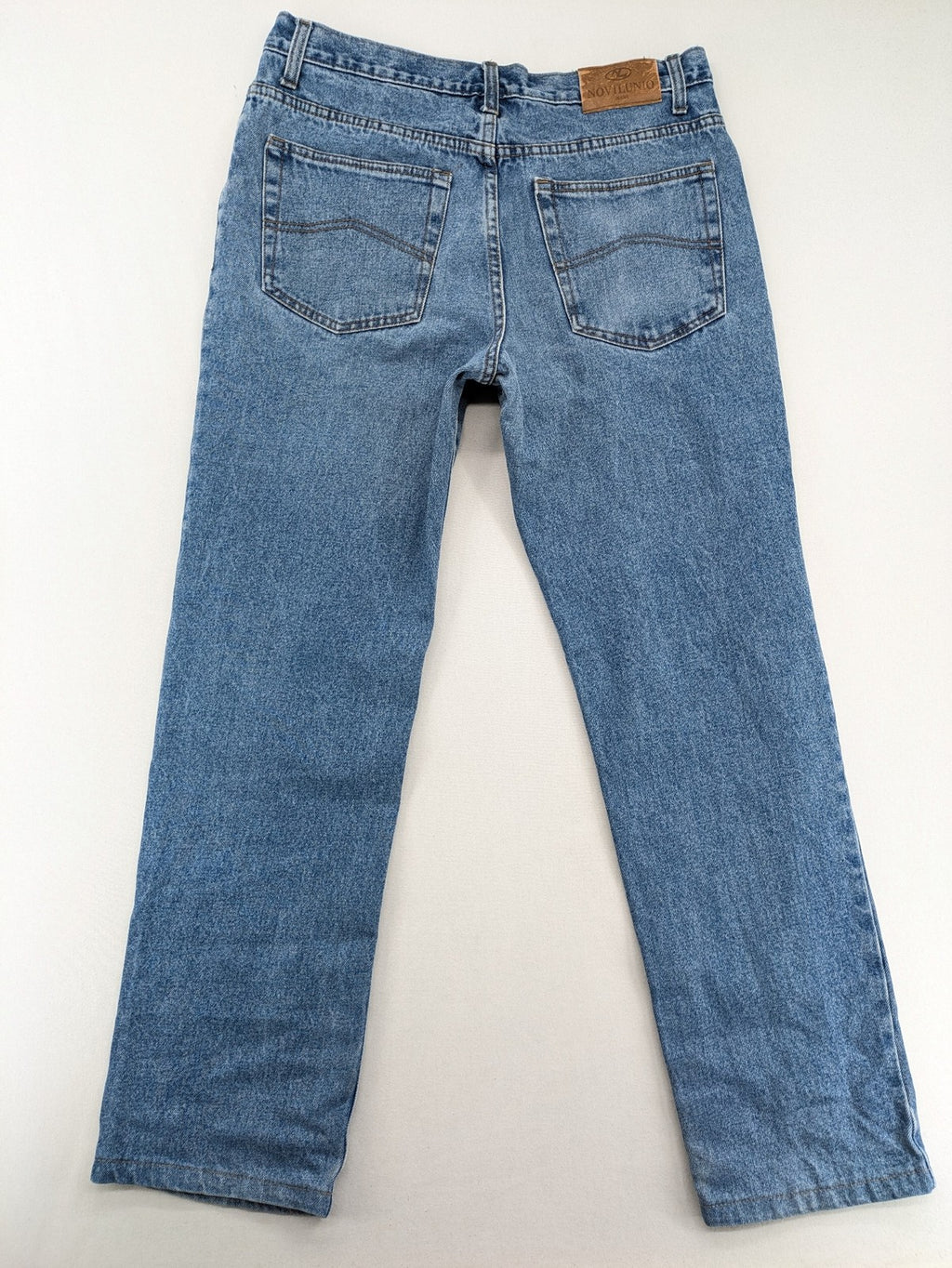 Novilunio blue straight leg jeans 5-pocket style 100% cotton vintage wash