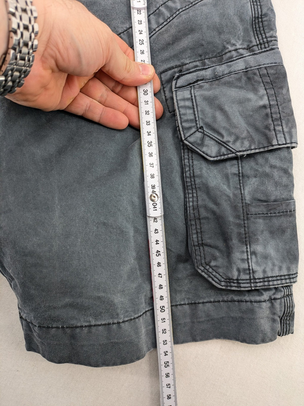 Antargo grey cargo shorts washed finish multi-pocket design durable cotton