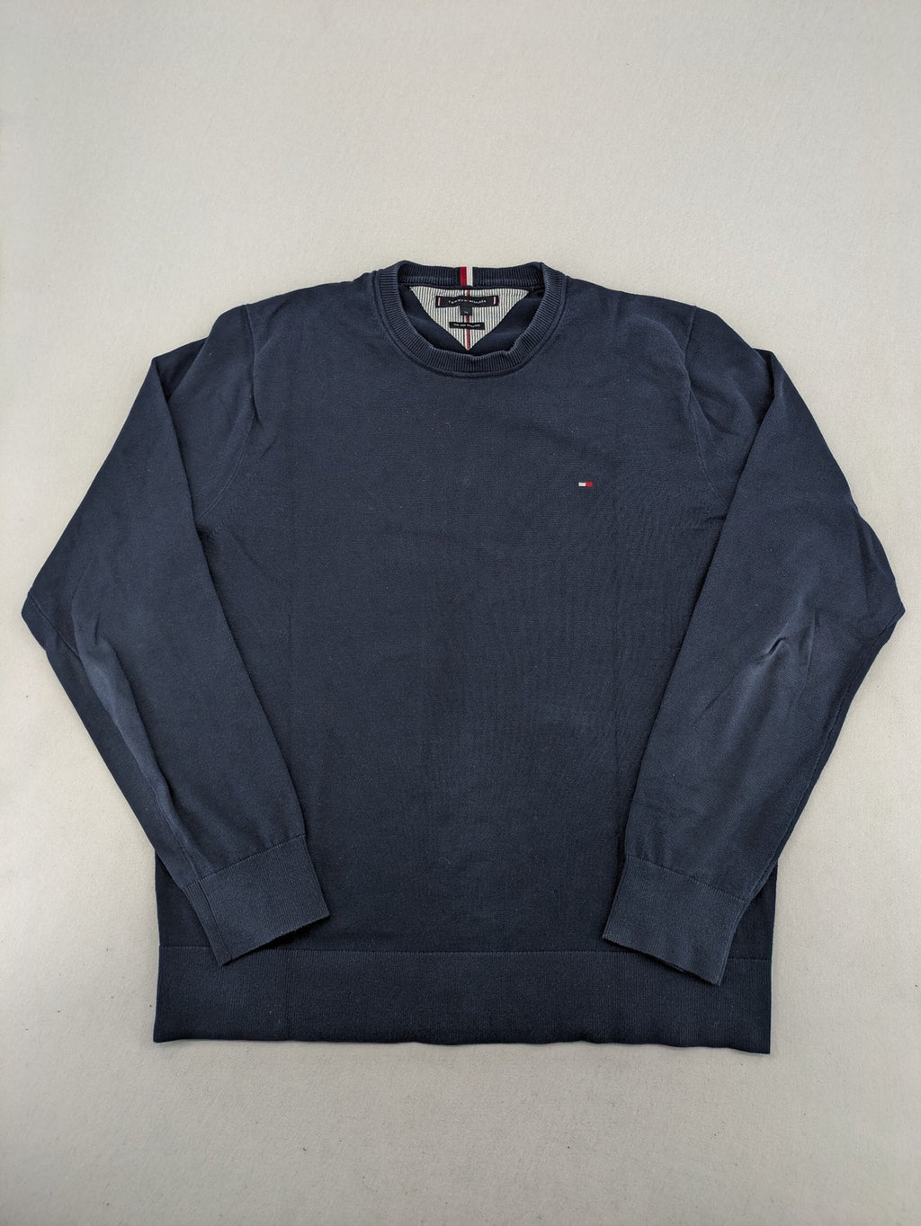 Tommy Hilfiger navy turtle neck jumper, soft cotton, classic logo detail.