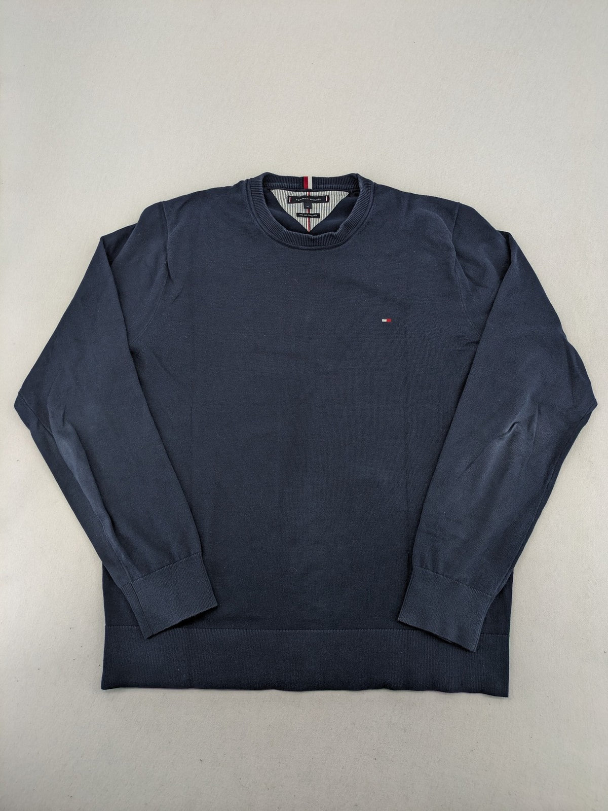 Tommy Hilfiger navy turtle neck jumper, soft cotton, classic logo detail.