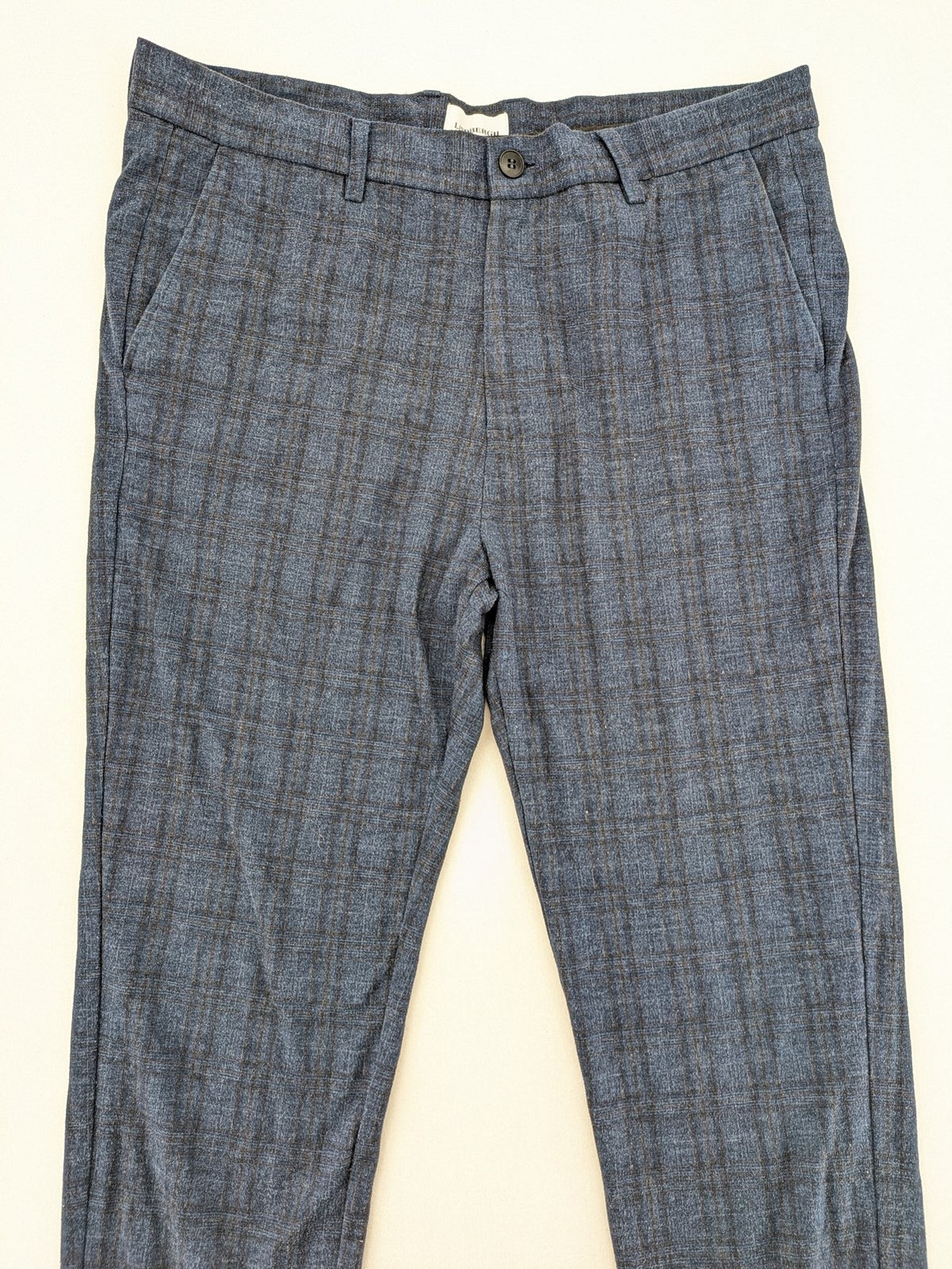 Lindbergh pink pants slim fit with blue-black check pattern and Superflex technology.