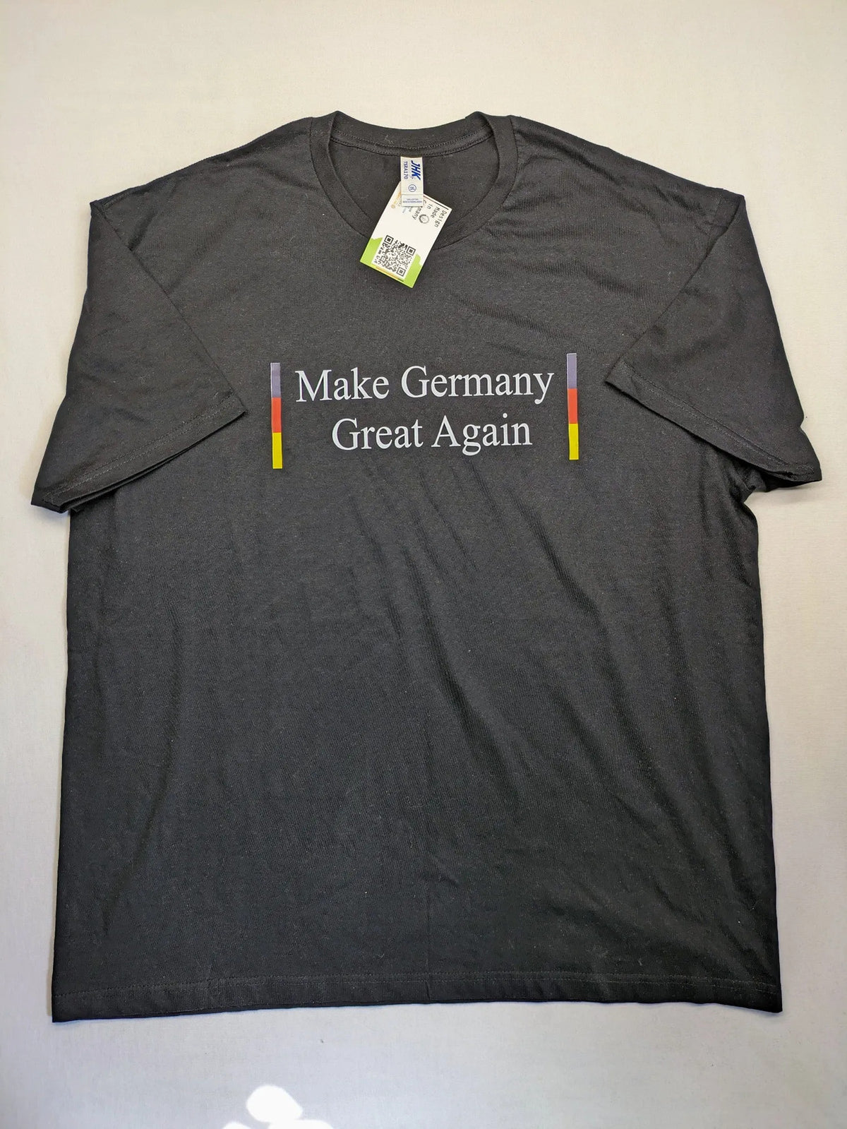 AFD turtle neck jumper multi "Make Germany Great Again" print with German flag colors.