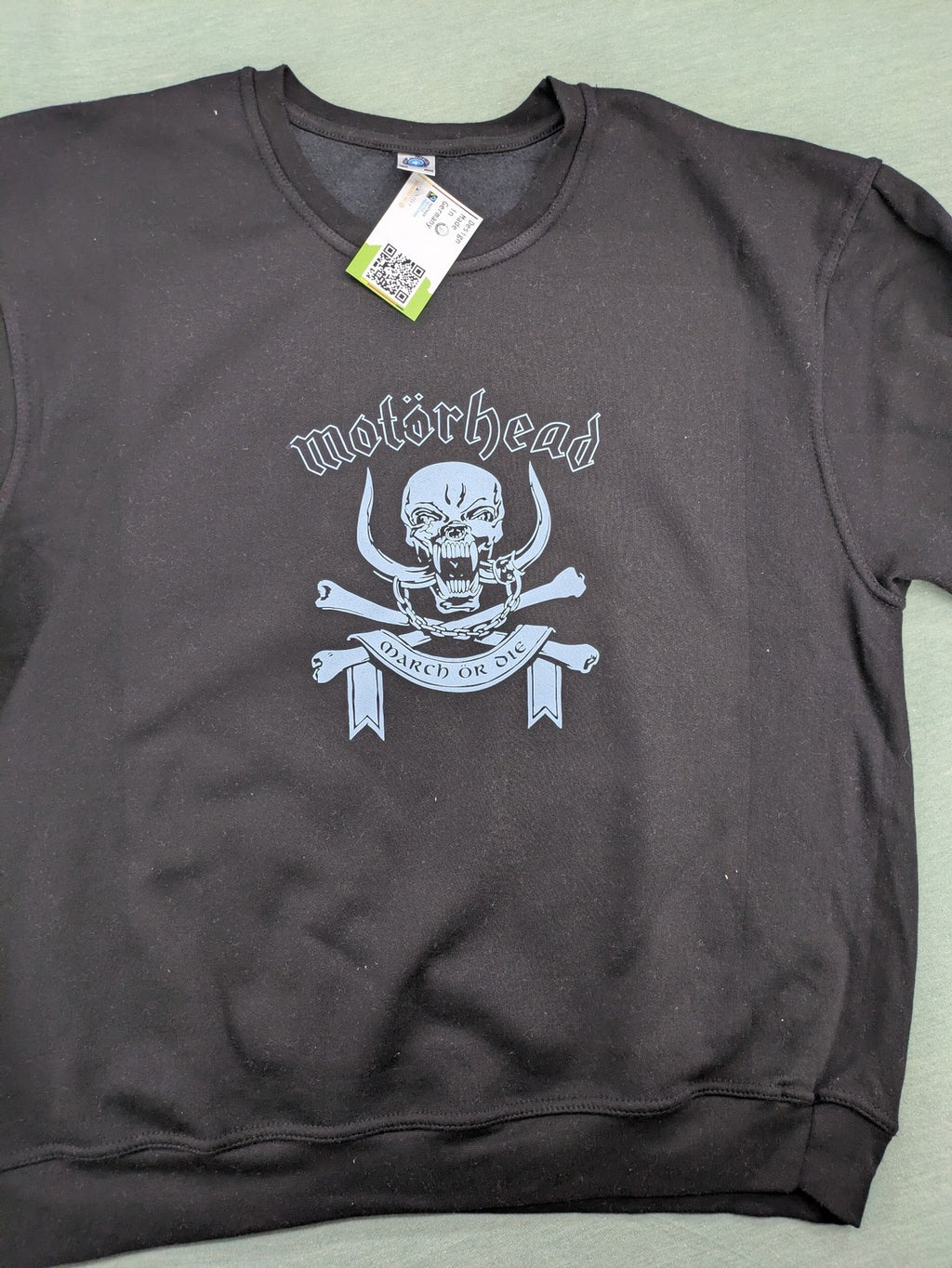 Starworld black turtle neck jumper featuring Motörhead War-Pig logo and "March ör Die" text.