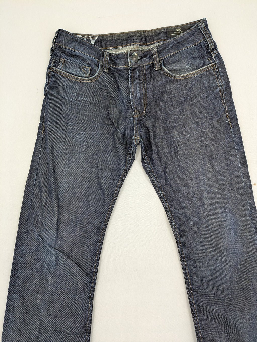 Buffalo David Bitton blue straight jeans dark wash denim five-pocket design