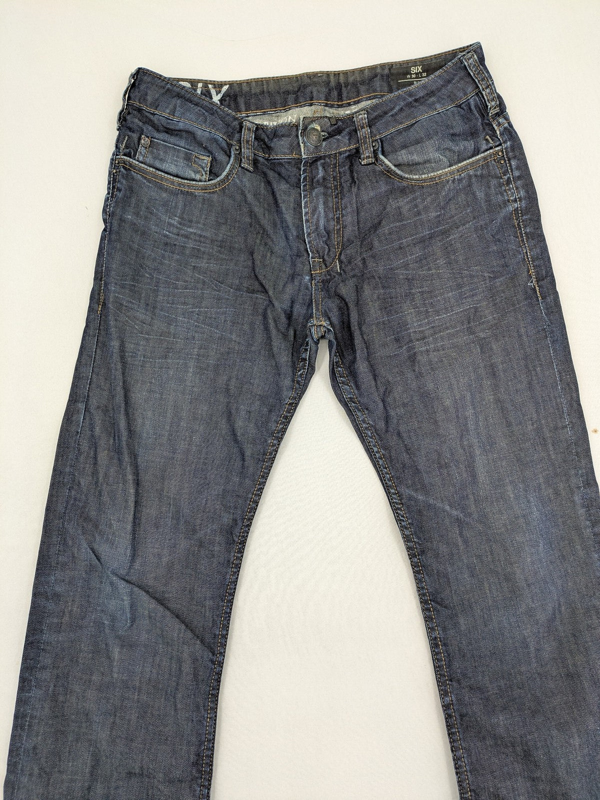 Buffalo David Bitton blue straight jeans dark wash denim five-pocket design