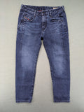 Diesel blue boyfriend jeans low waist dark wash stretch denim with logo patch.