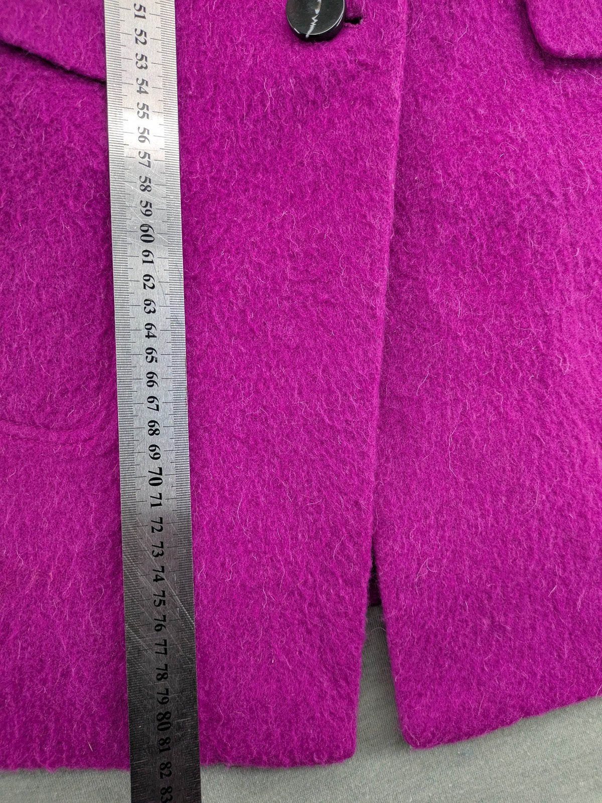 H&M purple coat classic collar vibrant fuchsia wool blend with button closure