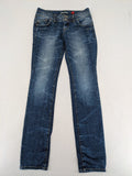 QS by s.Oliver green straight jeans five-pocket design with unique double button closure