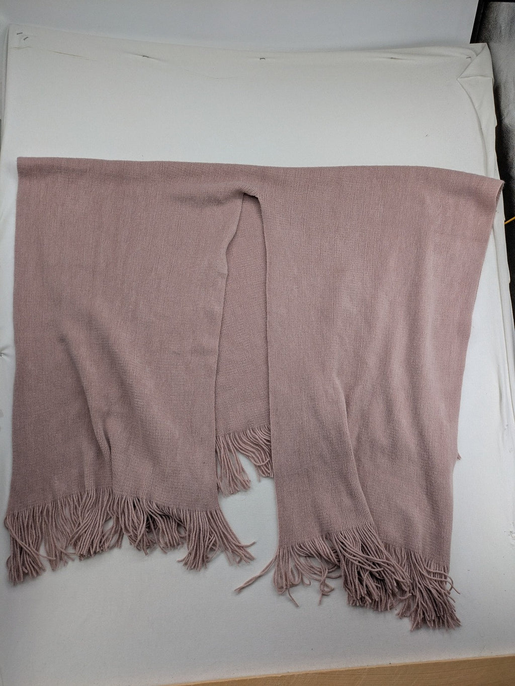 XXL pink scarf soft knit with decorative fringes and open design
