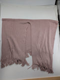 XXL pink scarf soft knit with decorative fringes and open design