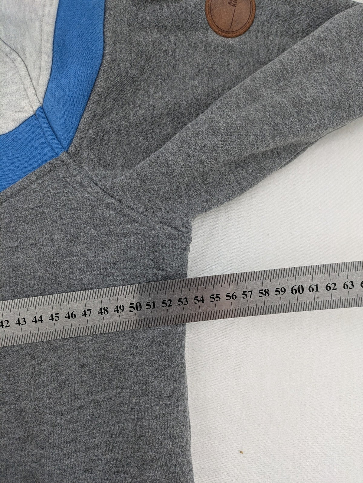 ALIFE turtle neck jumper blue grey colorblock design with logo details and soft cotton blend.