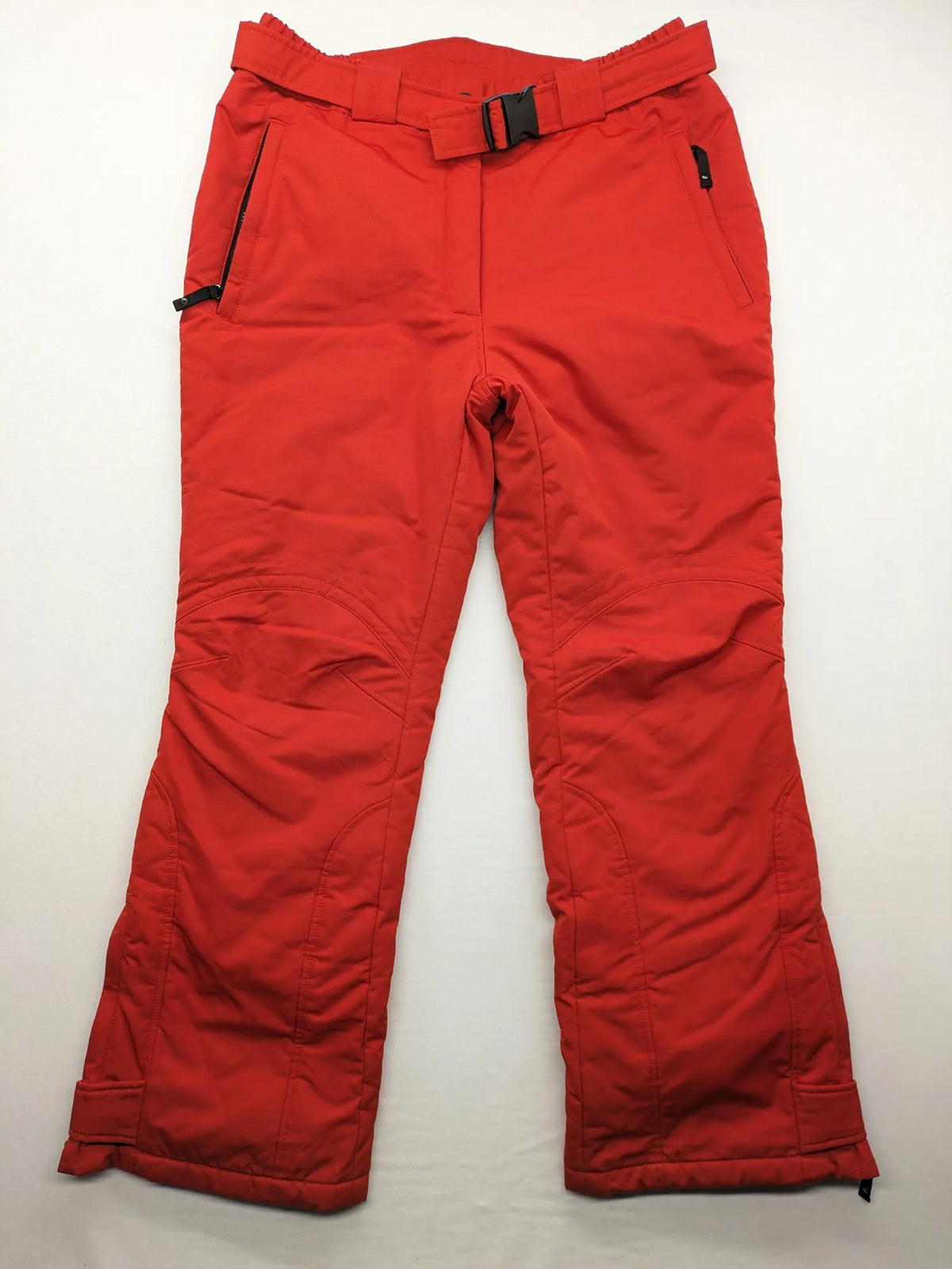 Rodeo red ski pants padded design adjustable belt multiple zip pockets