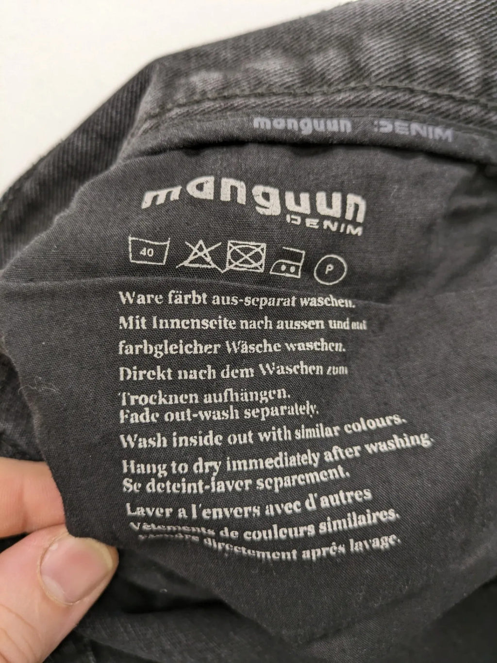 Manguun straight jeans black grey washed denim 5-pocket design regular fit