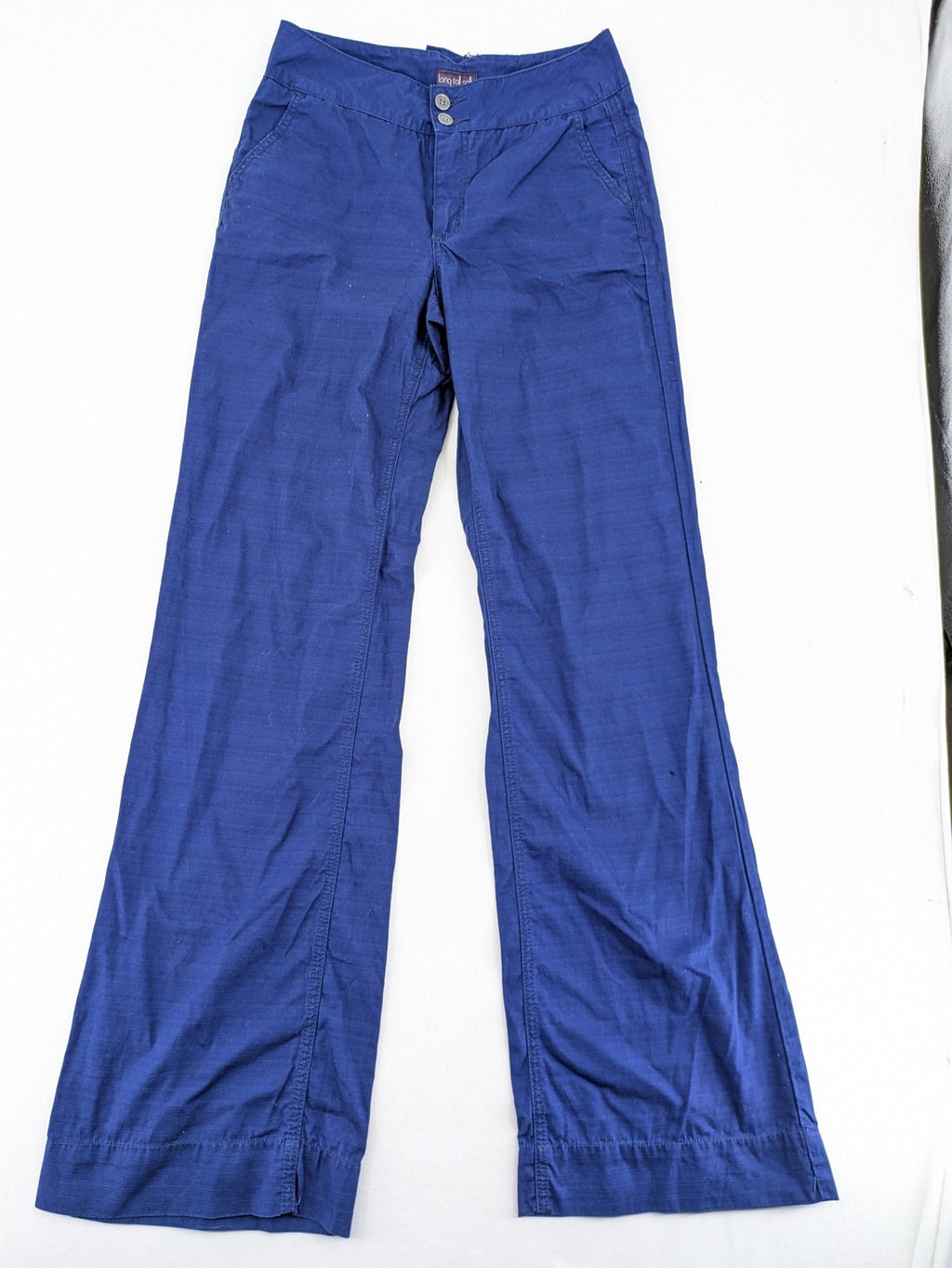 Long Tall Sally blue wide leg pants 100% cotton two-button closure