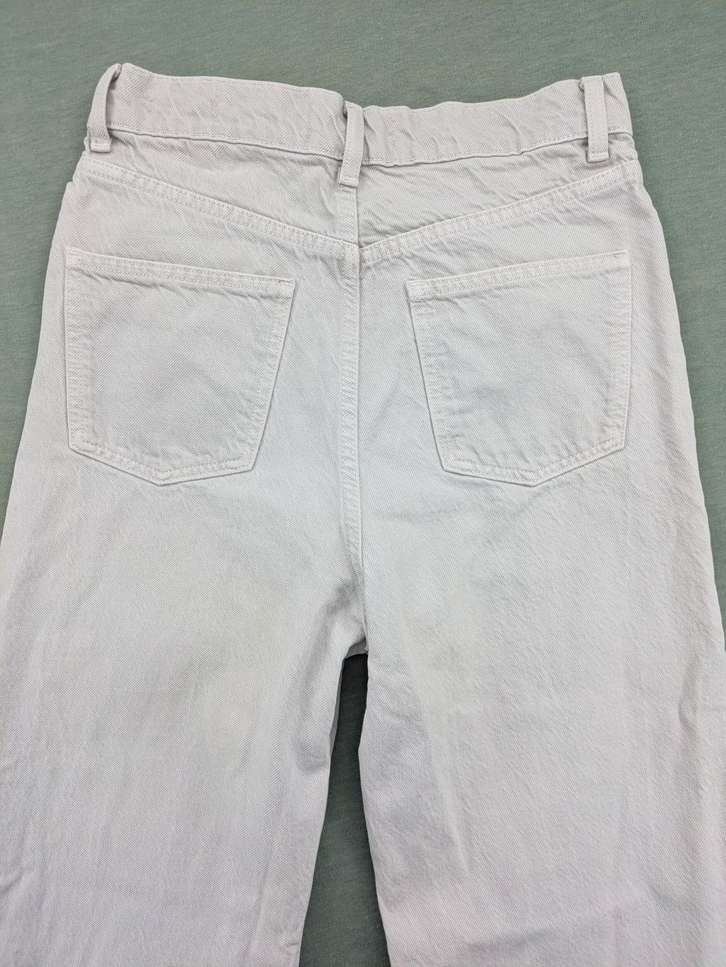 Zara grey straight jeans high waist 5-pocket design frayed hem vintage style