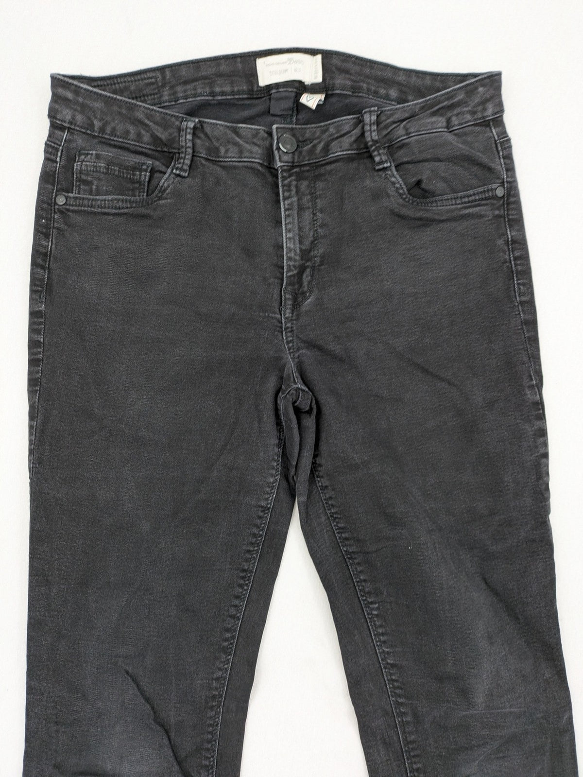Tom Tailor Denim black extra skinny jeans, washed finish, stretch cotton blend, modern silhouette.
