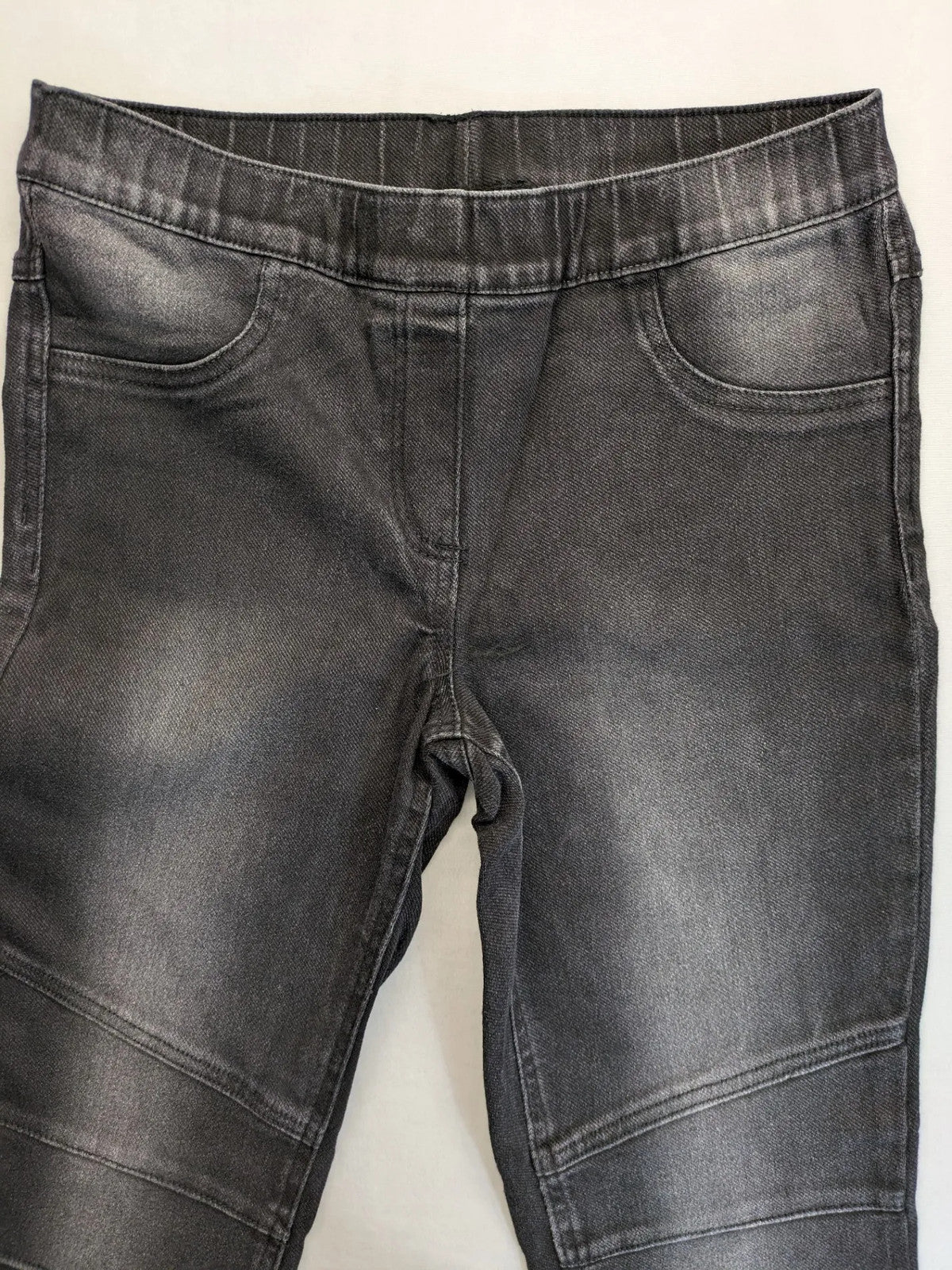 Pepperts grey jeggings with biker knee details and elastic waistband, size 170.