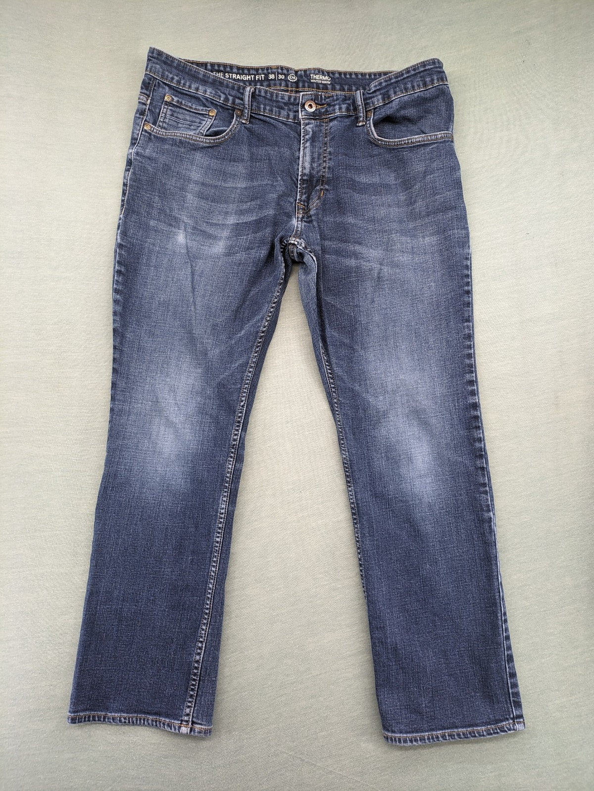 C&A blue straight jeans with thermo lining and classic denim look, W38 L30.