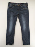 Multiblu blue straight jeans medium waist used look 5-pocket design with button and zipper.