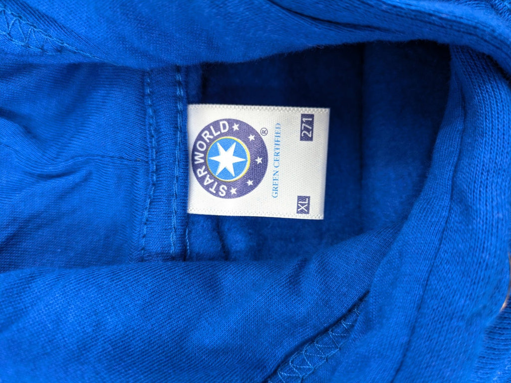 AFD blue pullover hoodie with "AfD Allgemeine Freie Denker" graphic print and kangaroo pocket.