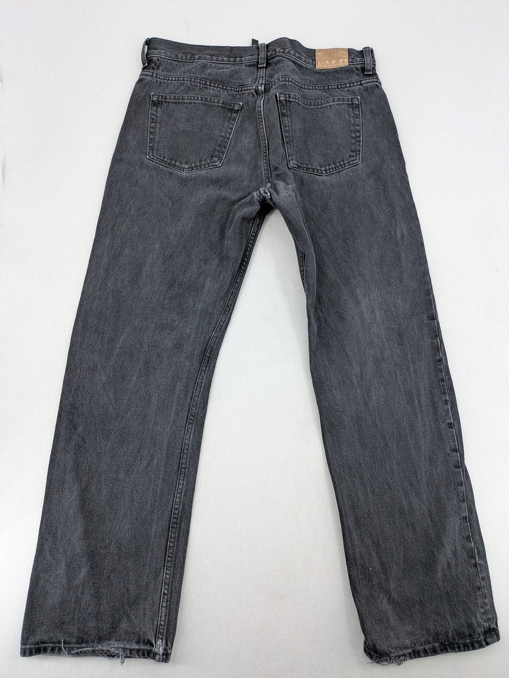Weekday grey straight jeans washed denim with button fly and classic fit.