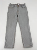 Damen grey paperbag jeans high waist with elastic waistband and contrasting stitching details.