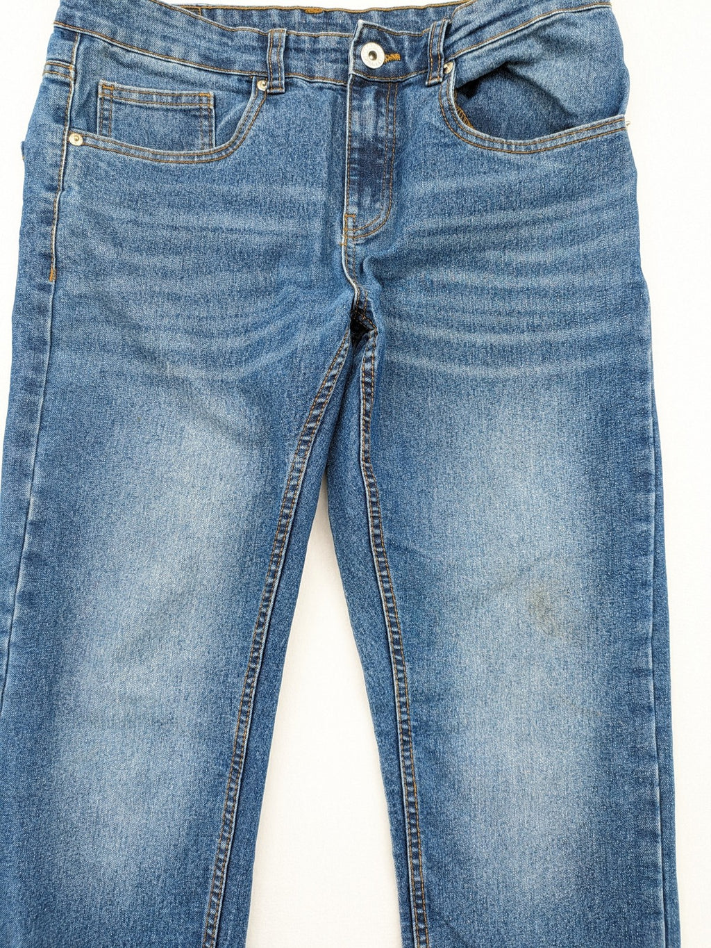 X-Mail blue straight jeans classic 5-pocket style with button closure and belt loops.