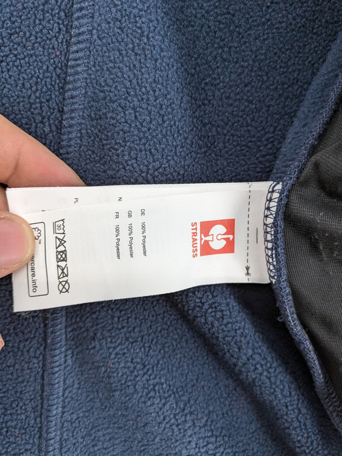 engelbert strauss navy fleece jacket embroidered Lorenzen Gebäudetechnik logo, full zip