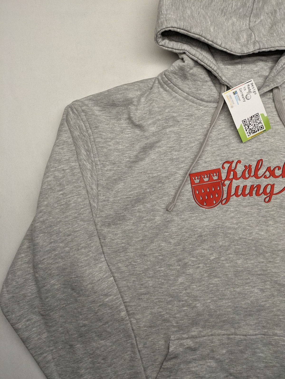 Herren multi turtle neck jumper grey "Kölsche Jung" print, soft cotton-polyester blend.