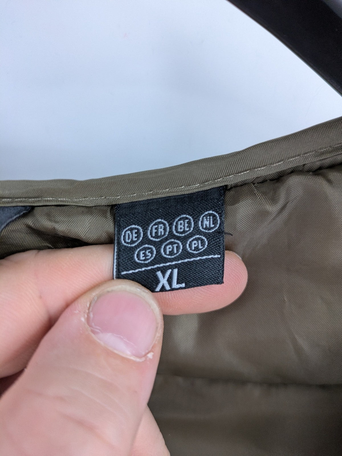 up2 fashion khaki puffer jacket with fixed hood, lightweight quilted design, full zipper